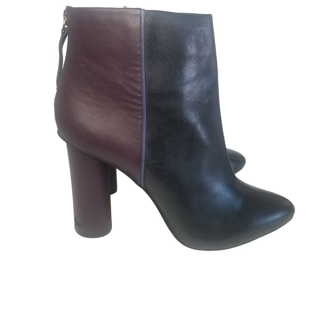 CAbi Bisset Color Block Pointed Toe Leather Booties Black Vino Size 11 - Picture 5 of 16